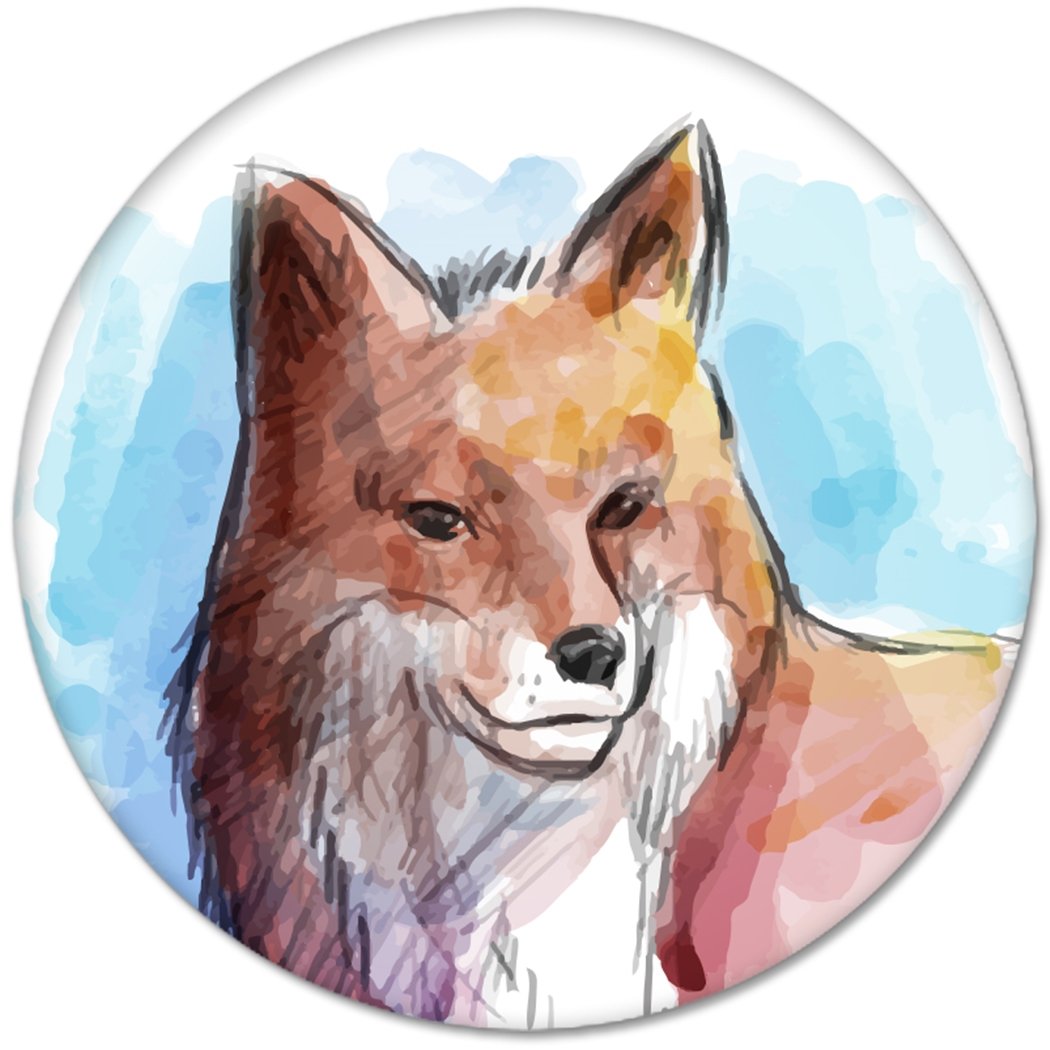 FOX Beautiful Realistic Forest Animals Watercolor Effect : Pinback Buttons 1.25 Inch (32mm) Default Title