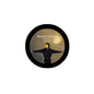 2.25-inch black round pinback badge with Michael Jackson portrait and dates 1958–2009