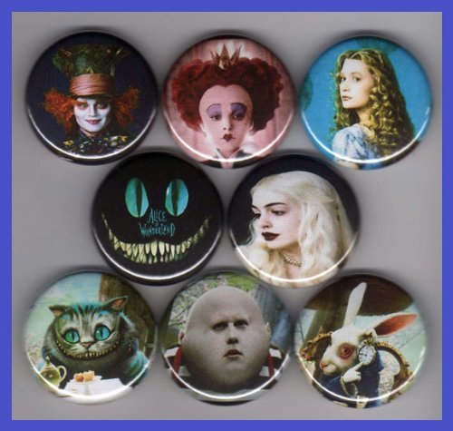Alice in Wonderland Movie Set of 8 Pinback Buttons 1.25-inch Default Title