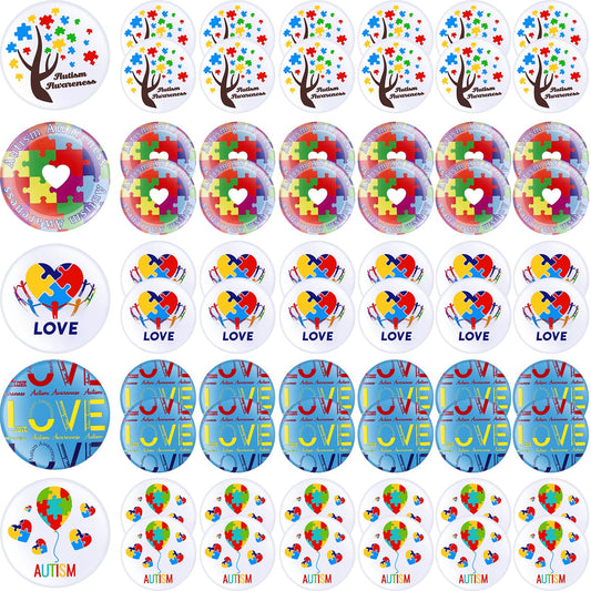 Autism Awareness Buttons Pins 1.26 Inches Autism Awareness Badge Autism Awareness Pins Pinback Buttons Badges Pins (60 Pieces)