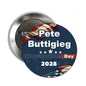 Round pinback button with Pete Buttigieg text and Inauguration Day 2028 stars