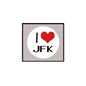 I Love JFK graphic print with red heart and black 'JFK' letters