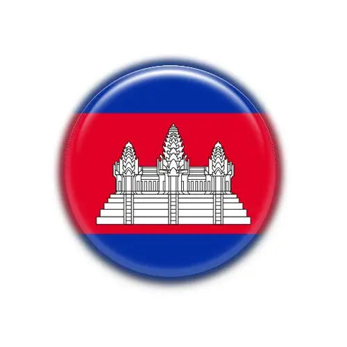 Cambodia national flag fridge magnet, round blue-red with white temple emblem