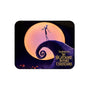 Nightmare Before Christmas mousepad, dark scene with tall figure on spiral and moon