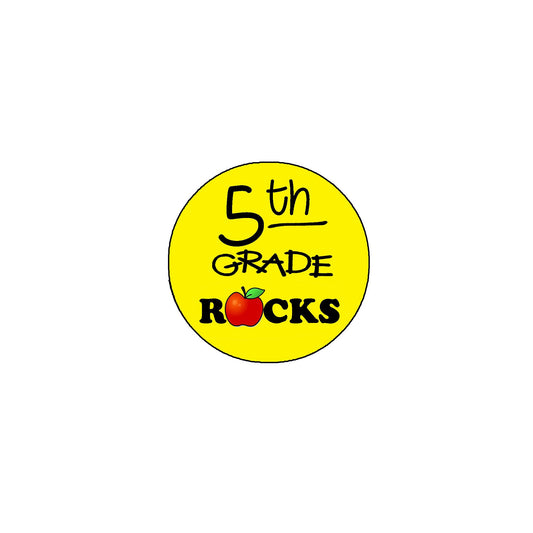 5th Grade Rocks 2.25-inch Pinback Badge Fifth Grade School