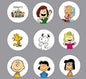 Set of 9 Peanuts felt badge reels, each with a round character badge reel face.