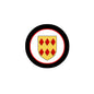 3-inch round coat-of-arms magnet with black ring, red trim, gold shield and red diamonds