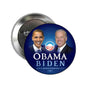 Obama Biden campaign pinback button with two faces and "OBAMA BIDEN" text