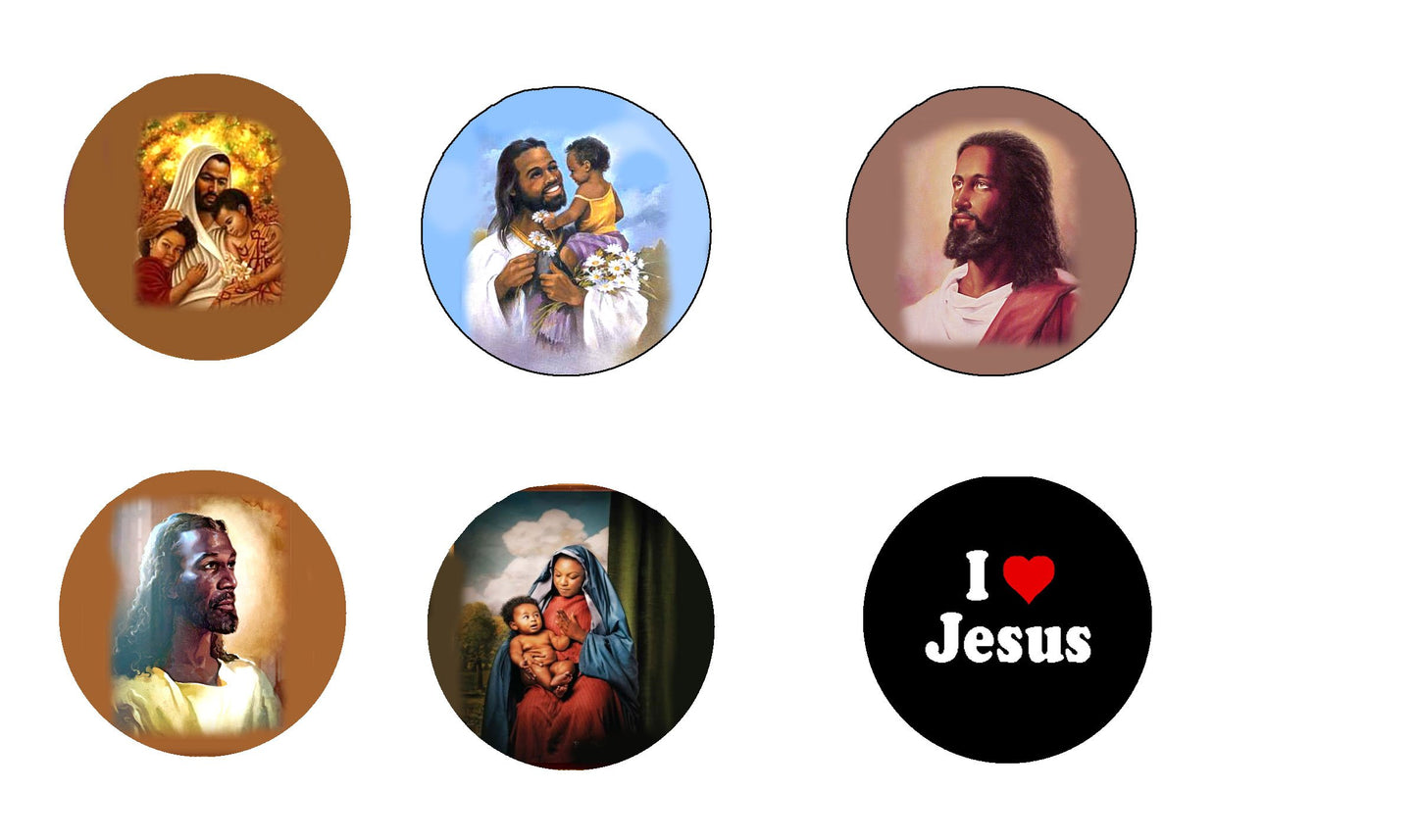 Black Jesus Set of 6 Button Pinback Button Pin 1.25"