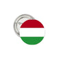 Round silver pin with circular Hungary flag design in red, white, and green.