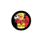 Belgium soccer pinback button with Belgium crest and Qatar 2022 print, black rim