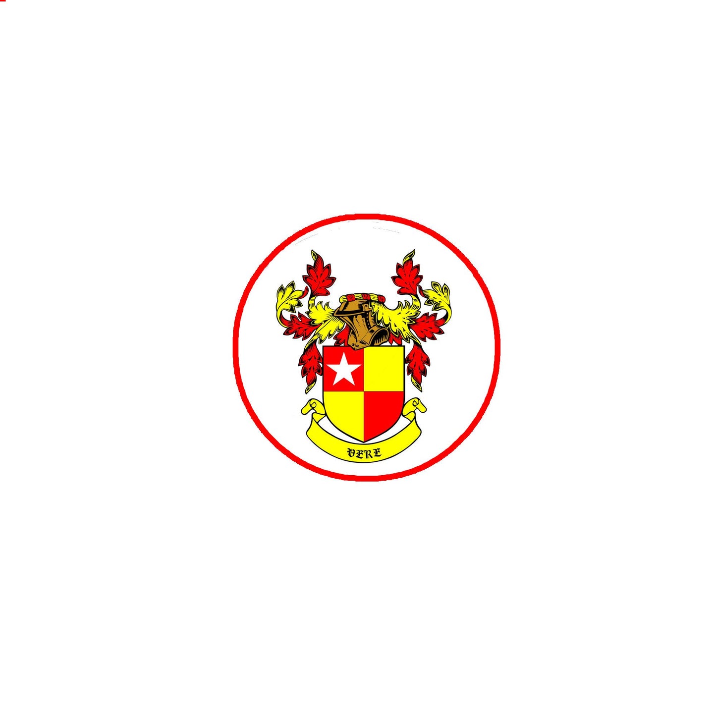 Vere Family Crest 3" Coat of Arms Round Pinback Badge