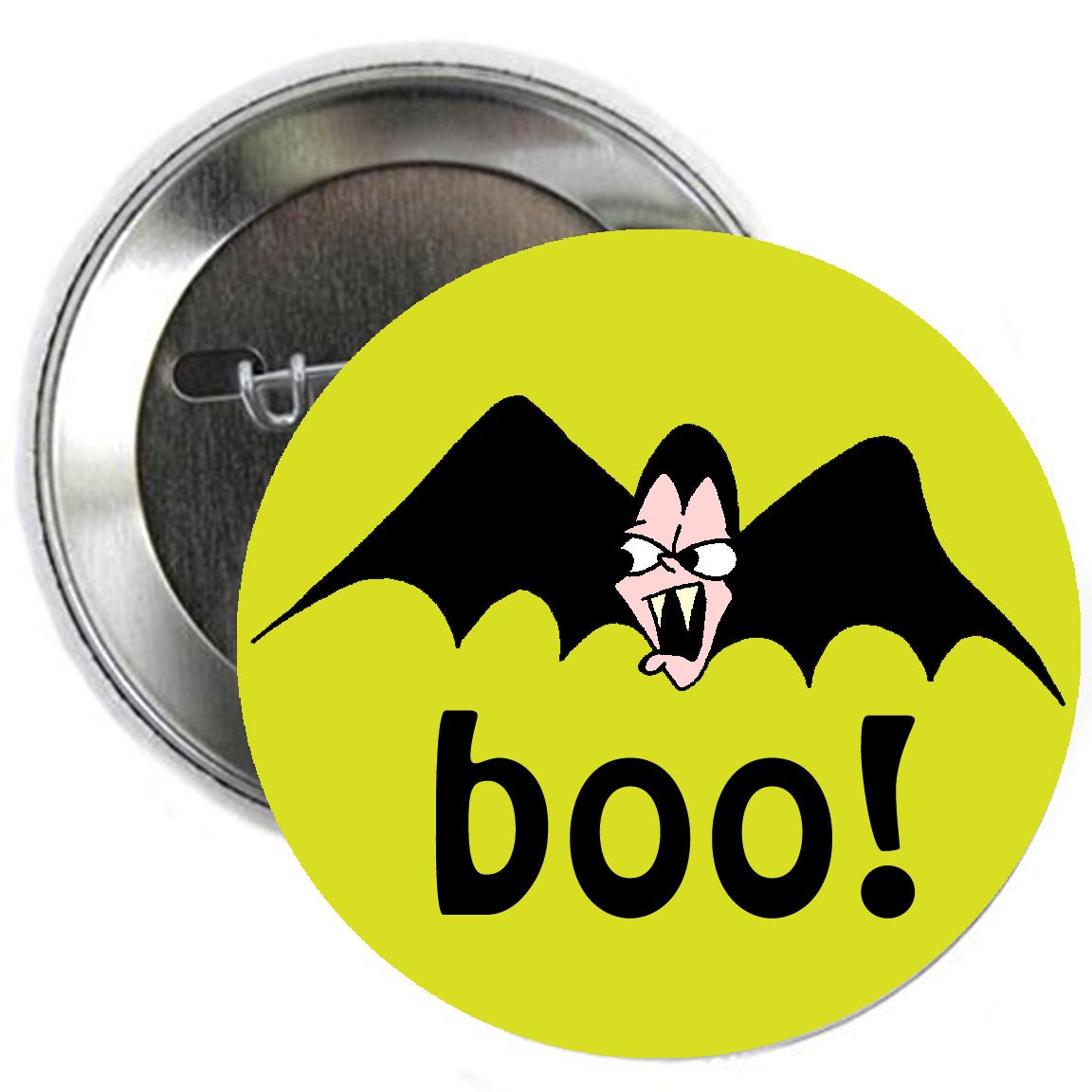 Boo Bat Yellow Halloween Party Pinback Button Brooch 1.25-inch Default Title