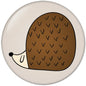 Porcupine hand-drawn pinback button, 2.25 in, round, tan quills on cream background