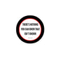 2.25-inch pinback button, round black with red center and white quote text, John Lennon