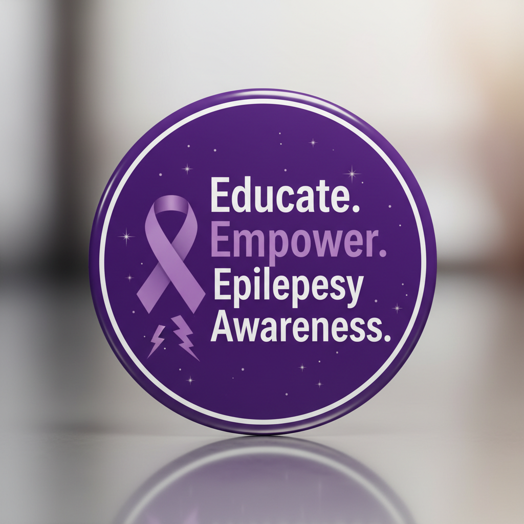Educate Empower Epilepsy Awareness Pinback 2.25-inch