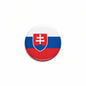 Slovakia flag pinback button, round black border with red-blue flag and crest