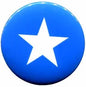 Somalia flag pinback button with blue background and white five-point star
