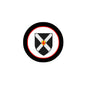 3-inch coat of arms magnet with black circular border, red inner ring, shield cross