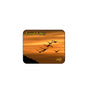 Sunset mousepad with 'Good Vibes' text and flock of bird silhouettes