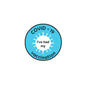 2.25-inch COVID-19 vaccination pinback button, turquoise circle with virus icon