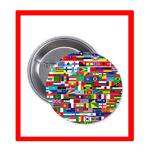 Flags of the World Button Pinback Button Pin 1.25-inch Default Title