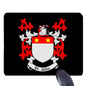 Black rectangular mousepad with red, white, and gray St. John family crest design