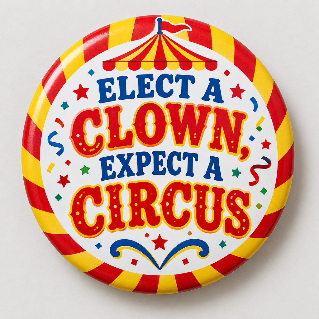 Elect a Clown Expect a Circus Pin Button 2.25-inch