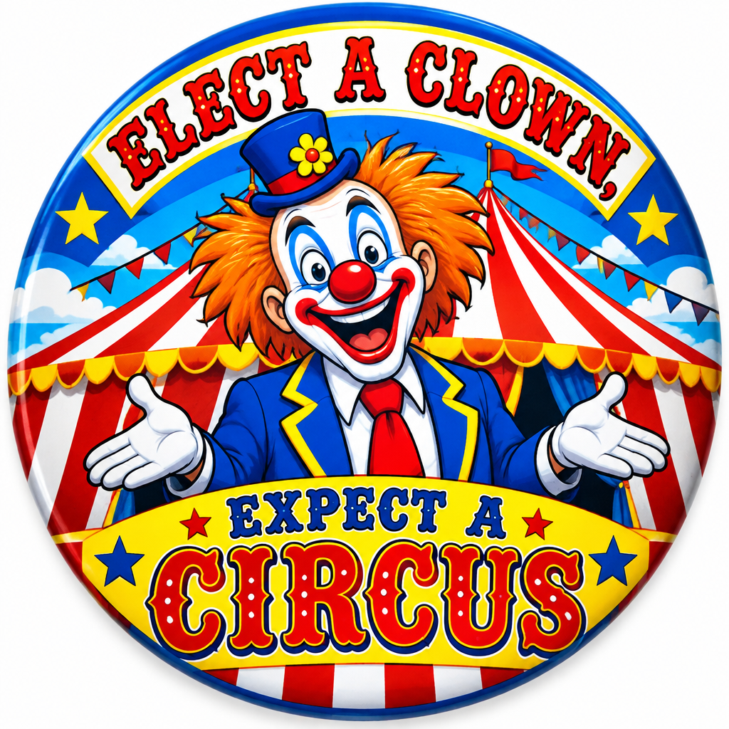 2.25-inch Elect a Clown Expect a Circus Anti Trump No Trump