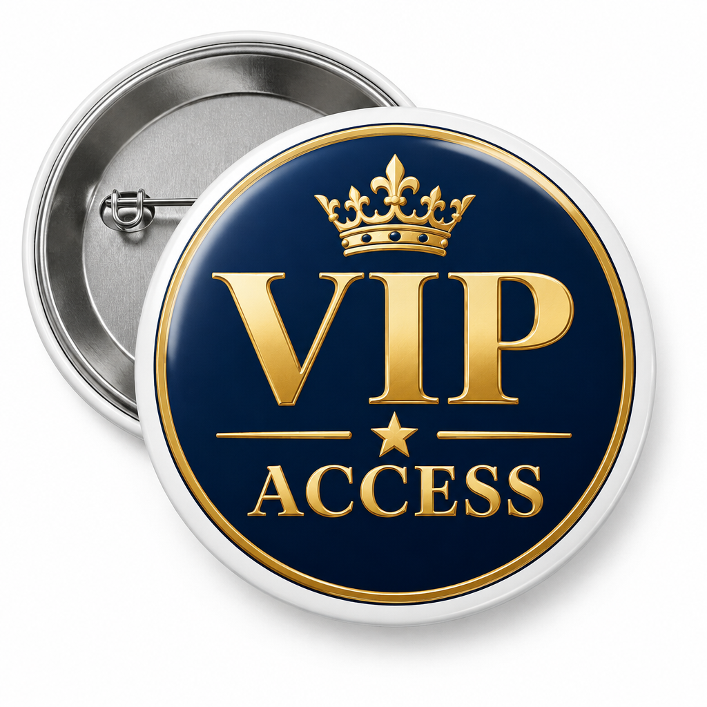 Elegant VIP Access Badge Pin Button 2.25-inch