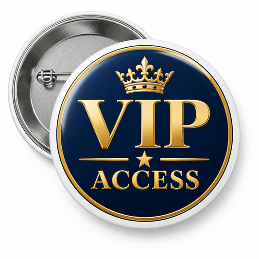 Elegant VIP Access Badge Pin Button 2.25-inch