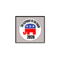 2.25-inch pinback enamel with white circular Elephant in the Room 2020 logo