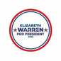 Elizabeth Warren for President 2024 circular pin with red and blue border