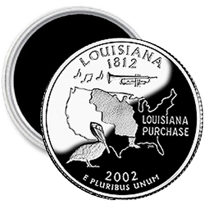 Aimant rond de l'État de Louisiane 2,25" Pièce de monnaie américaine d'un quart de dollar