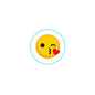 1.25-inch pin badge with yellow kissing emoji face and red heart
