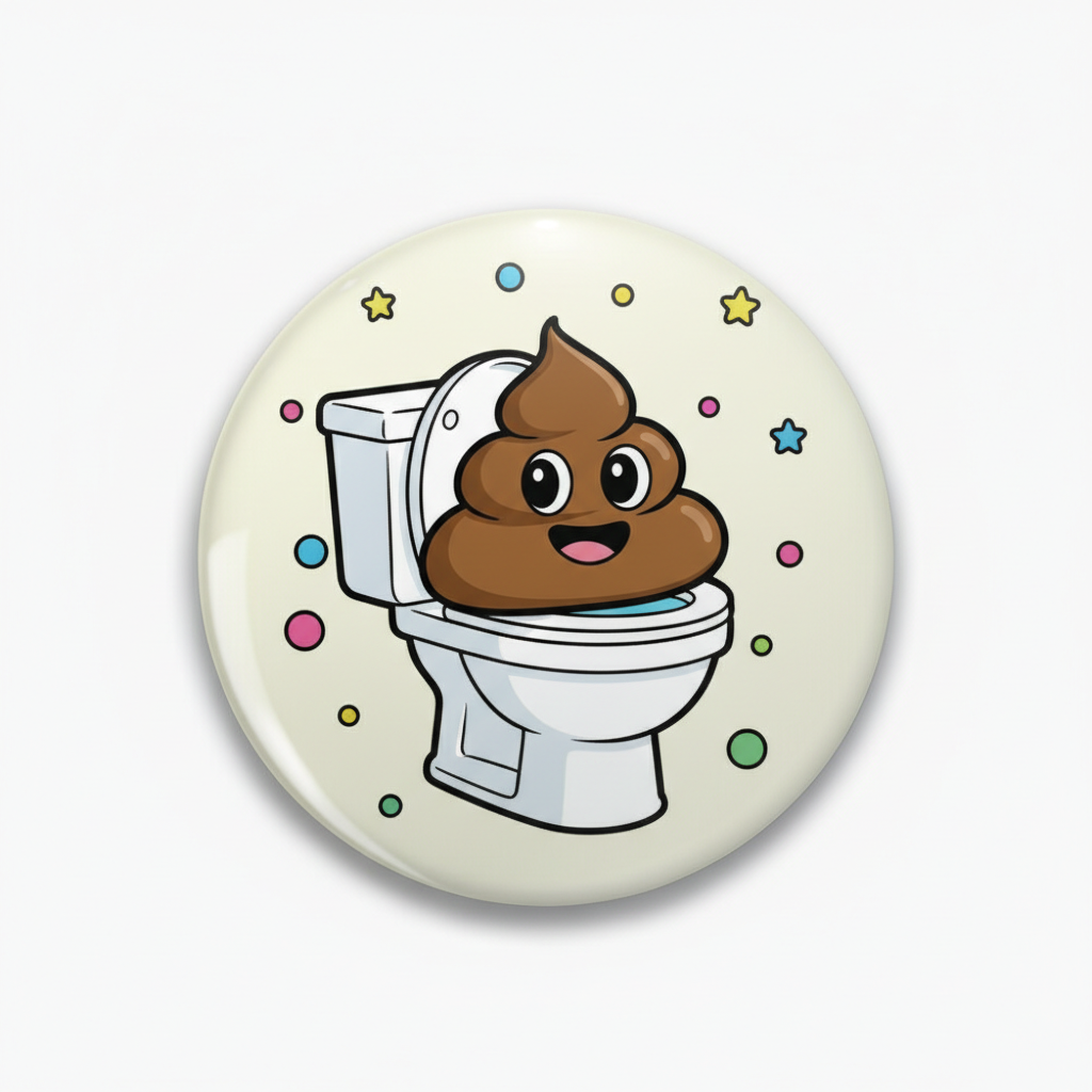 Emoji Poo in a Toilet Pinback 2.25"