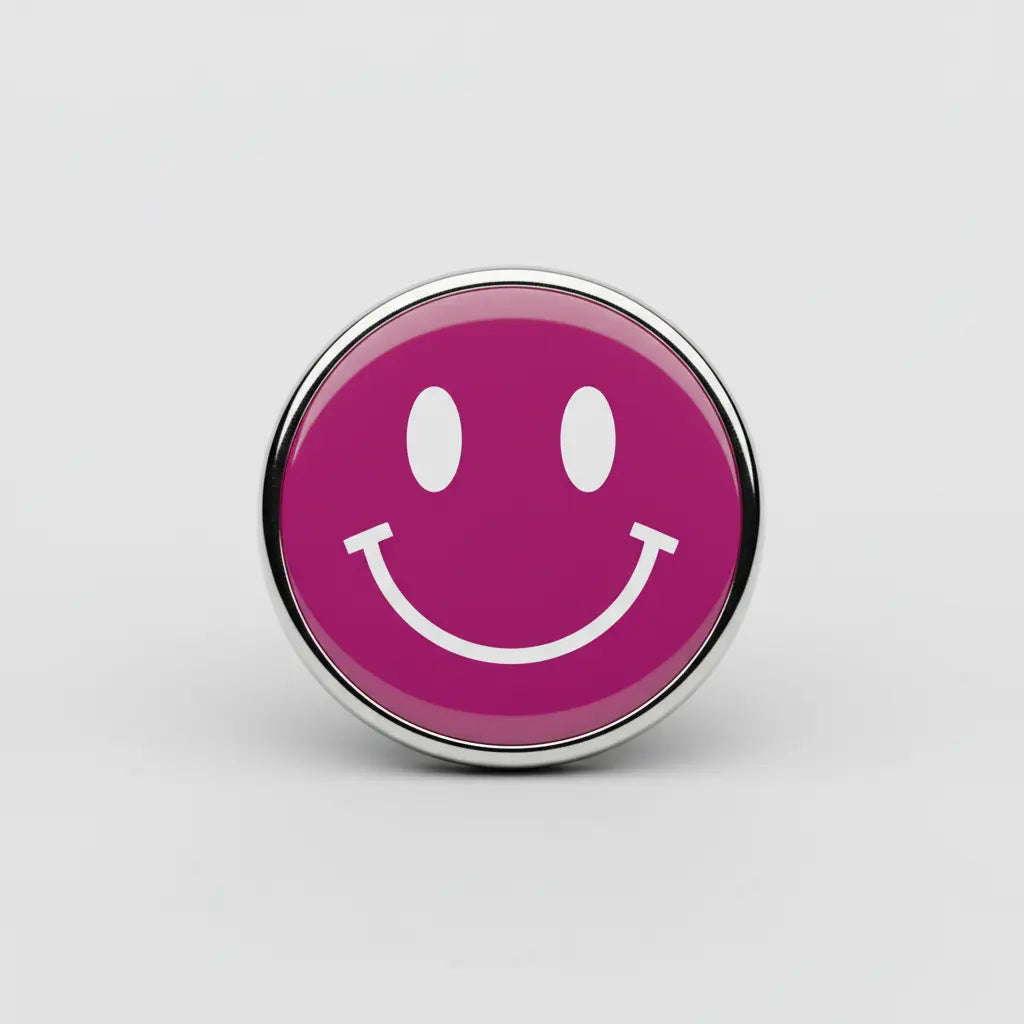 Emoticon Smile Pinback Magenta 1.25-inch 24 Pcs - My Pinbacks