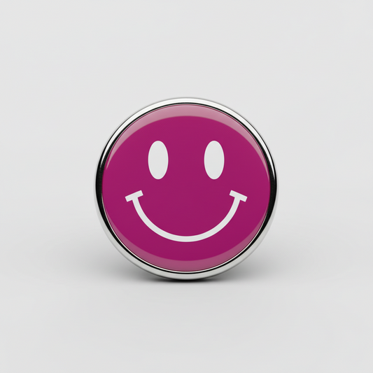 24 Pcs Emoticon Smile Pinback Magenta 1.25-inch Mypinbacks.com
