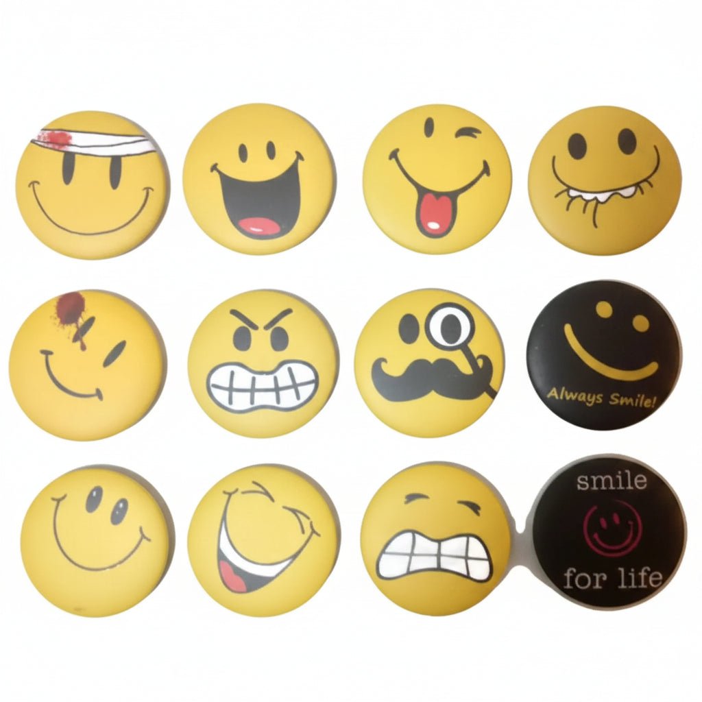 Emoticon smiley face v5 Pinback 1.25-inch 12 Pcs - My Pinbacks