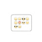Set of round emoji expression pinback badges with smiling, wink and heart faces