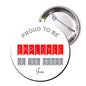 Employee of the Month June round pin button with red and gray banner text