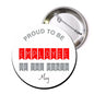 Round pinback badge: May text and Proud to be Employee of the Month lettering, metal pin