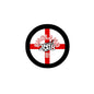 England 2018 soccer pinback button with circular black rim and England 2018 crest
