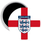 England team magnet with England flag cross and lion crest, round chrome backing