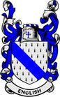English coat of arms magnet with blue lions, detailed shield, and 'ENGLISH' banner