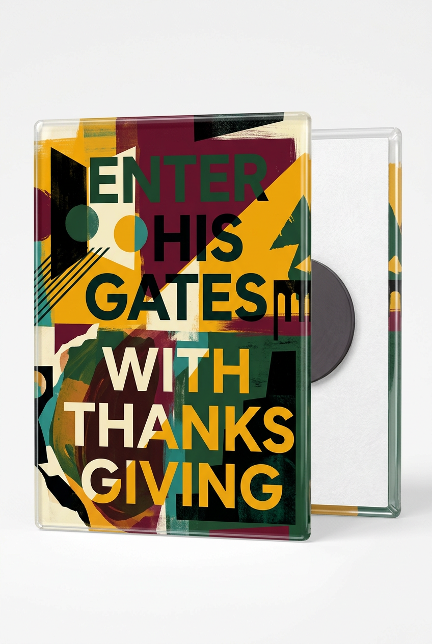 Enter his gates with thanksgiving Acrylic Fridge Magnetic 3-inch x 4-inch