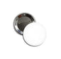 1.25-inch write-on blank pinback button with silver metal back and white face