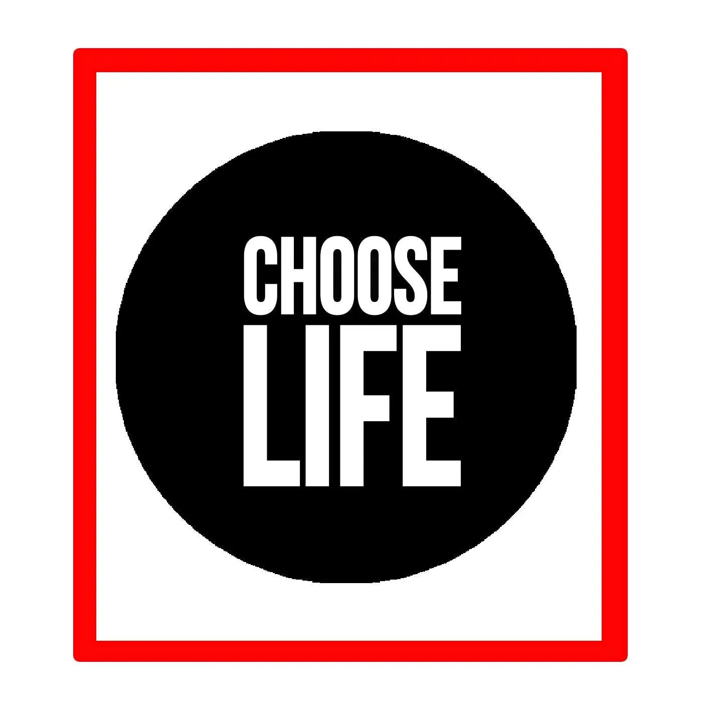 1.25-inch pinback button with black face and white "CHOOSE LIFE" text