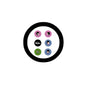 Set of 6 round cartoon band pinback buttons with black border