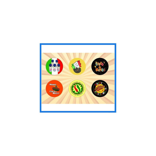 Cinco De Mayo Set of 6-1 Inch Pinback Buttons Pinback for Jackets, Backpacks, etc. Pin Back, Badge Holiday Mexico